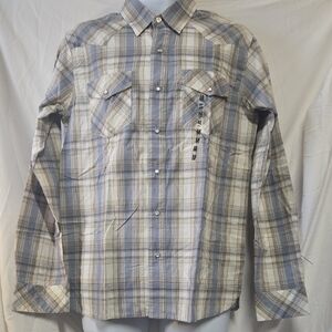 Levi's Men's Casual Plaid Shirt - Blue, Gray, and White
